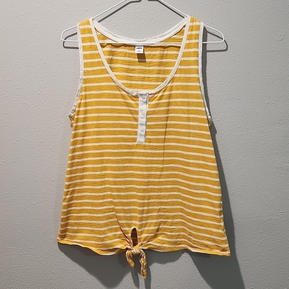 Yellow Stripe Front Tie Old Navy Tank